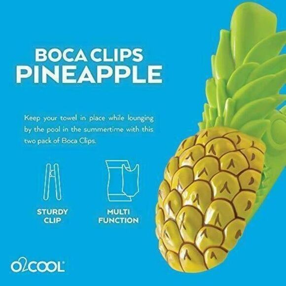 Pineapple O2 COOL Boca Clips Heavy Duty for Towels Beach Chairs Patio Pool NIP - Picture 4 of 7